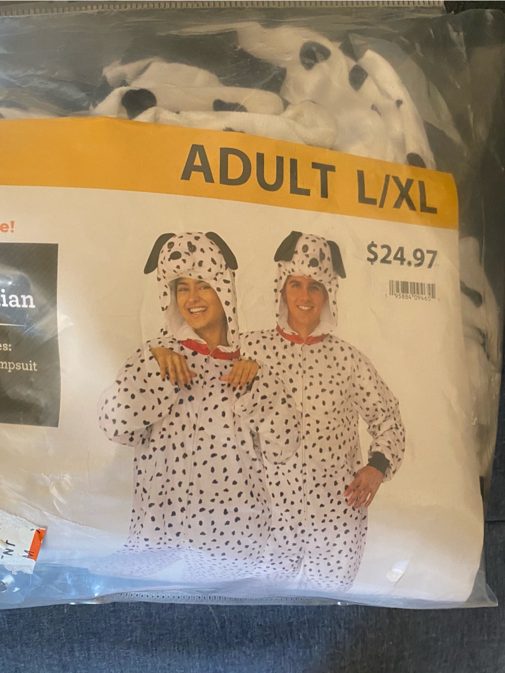 Dalmatian Adult Onesie Costume - White with Black Spots